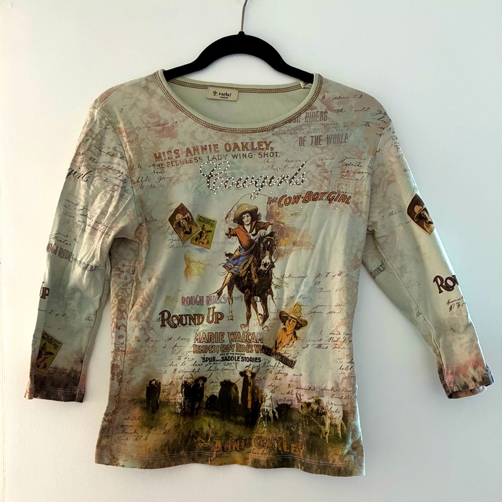 Cactus Kids Long Sleeve Western Print Shirt - Brown and Cream